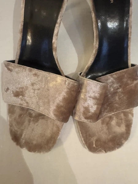 Ann Taylor Women’s Velvet Mule Sandals 3” Stilettos Bronze Size 9, Spring Sexy