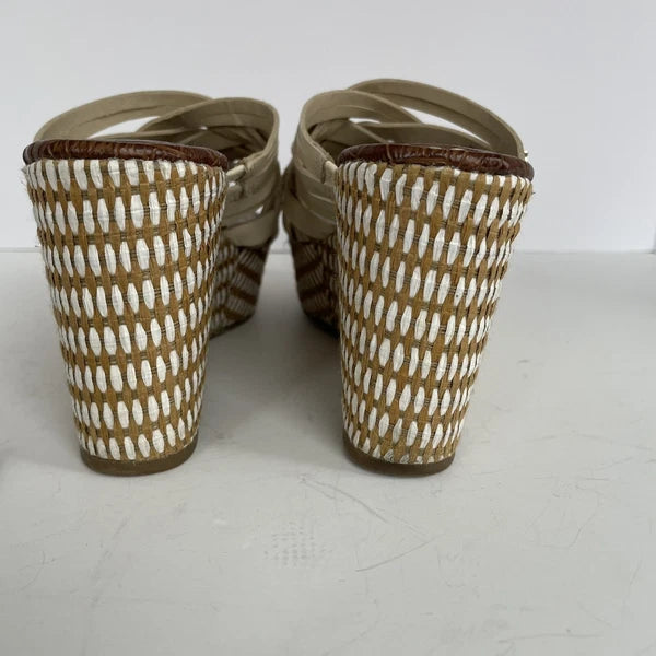 Sam Edelman DEVON Wedge Sandal Size 8M Modern Ivory Strappy Platform Slide Shoes