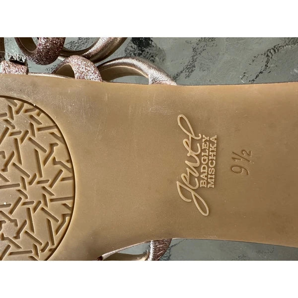 Jewel Badgley Mischka Sandals Rhinestone Straps Slides Sparkle Gold 9.5