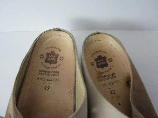 Echt Leder Sandals Womens Strappy Slides Tan/Taupe Leather Size 42 US 10.5-11