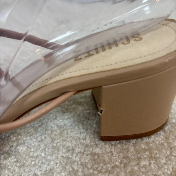 Schutz Princey Strappy Block Heel Slide Sandals Leather Size 9