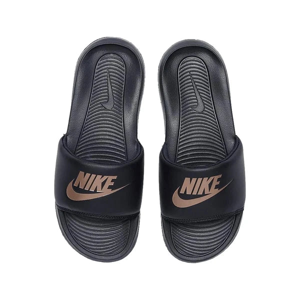 NIKE Victori One Slide Women's Black & Red Bronze Swoosh Sandals SZ 9, 10 New