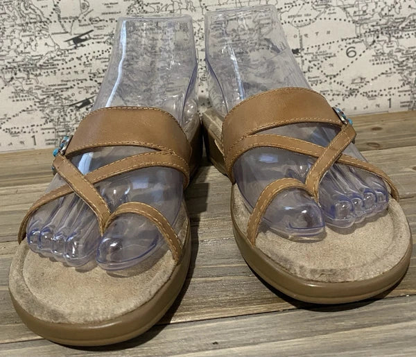Minnetonka Brown Leather Sandals Size 6 Womens Comfort City Summer