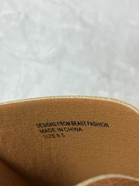 Beast Fashion Vicente 09 Criss Cross Slide Heeled Wooden Platform Sandal Sz 8.5