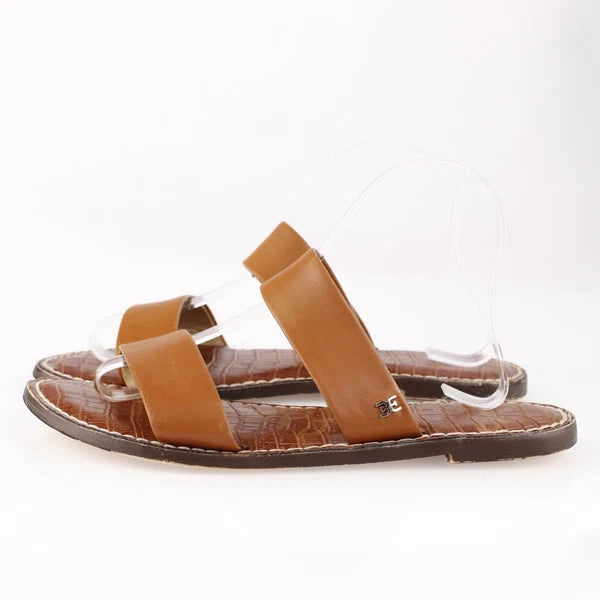 Sam Edelman Womens Gala Sandal Size 9 Cognac Tan Leather Slide Strappy Resort x