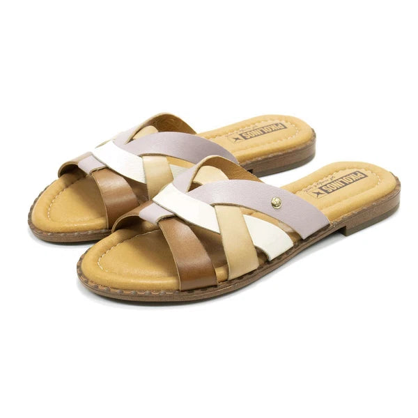 New Pikolinos Algar Leather Slide-On Strap-Design Women’s Flats