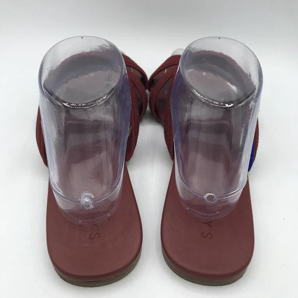 Rothy's Flat Sandals Women's 10 Sangria Red Triple Band Slides Retired Style EUC