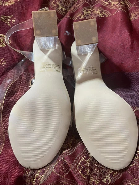 FASHION NOVA glass open toe sandals 8.5