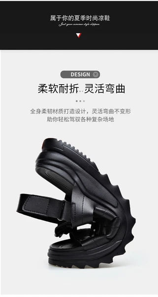 Men's Roman Sandals Leather Flat Open Toe Shoes Beach Summer Outdoor Casual 2025