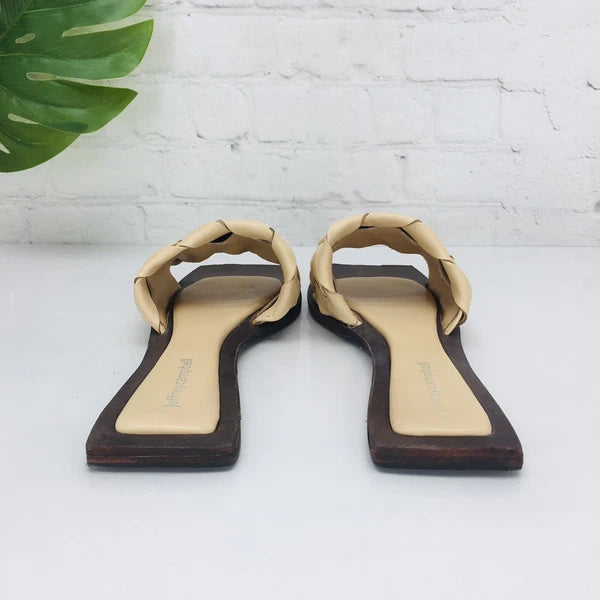 Jeffrey Campbell Womens Sandal Size 9/40 Costello Tan Woven Leather Slide