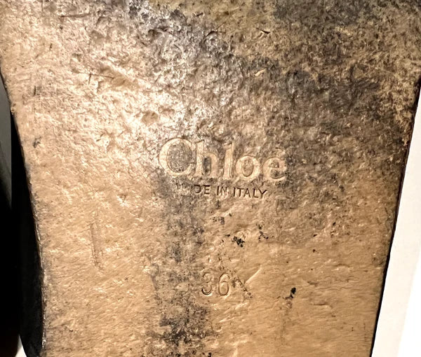 CHLOE Black Leather, 1 Buckle Slides, Sandals, Flats with Gold-tone Trim 36EU/5