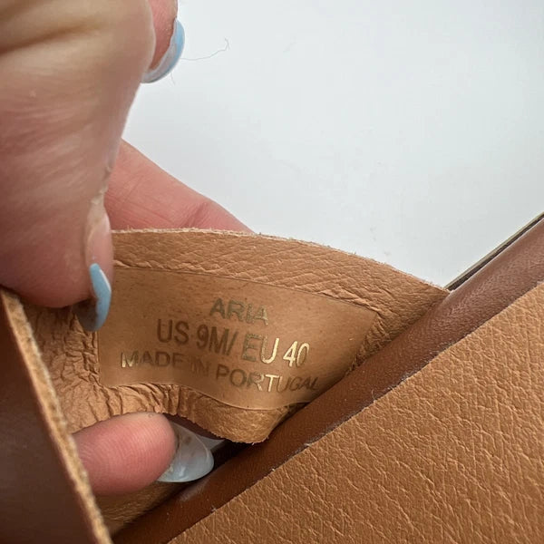 BRUNO MAGLI ARIA Block Heel Brown Leather Slide Sandal Women's Size 9M NEW