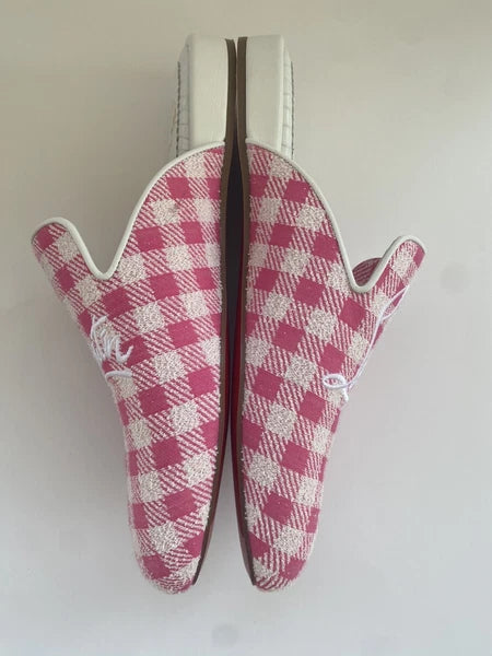 Christian Louboutin NAVY COOLITO Check Mules Slippers Slides Sandals  38.5 $750