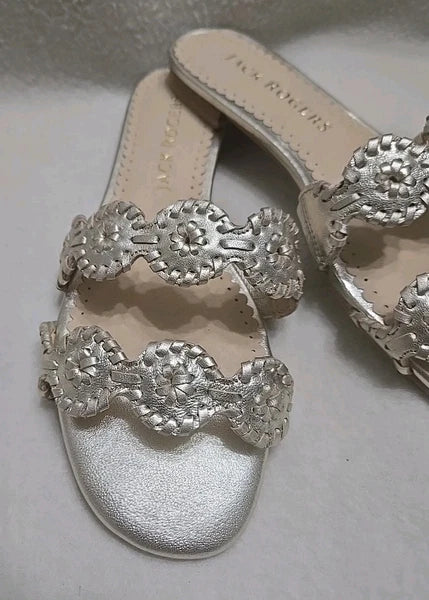 Jack Rogers Leather Slide Sandals Shoes Pale Gold  Women's Size 7M