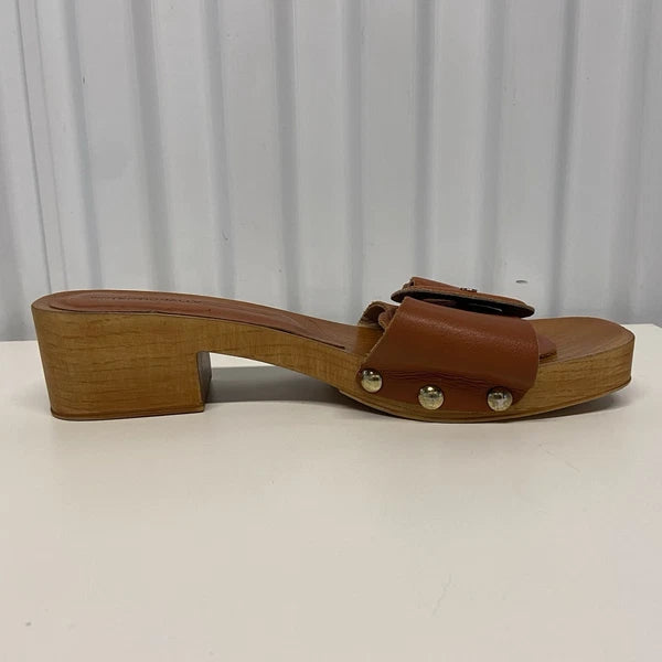 Intentionally Blank Marc Clog Canyon Wooden Heel Slip On Sandals Womens 38/8