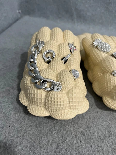 Shein Brand New Fashion Beige Slides Cloud Massage Charms Size 38/39