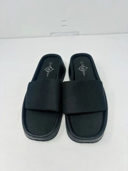 Sole Mates Black Slip On Platform Wedge Slides Sandals Womens Size 7
