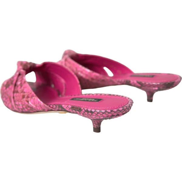DOLCE & GABBANA Shoes Pink Python Leather Kitten Heels Slides EU37/US6.5 1200usd