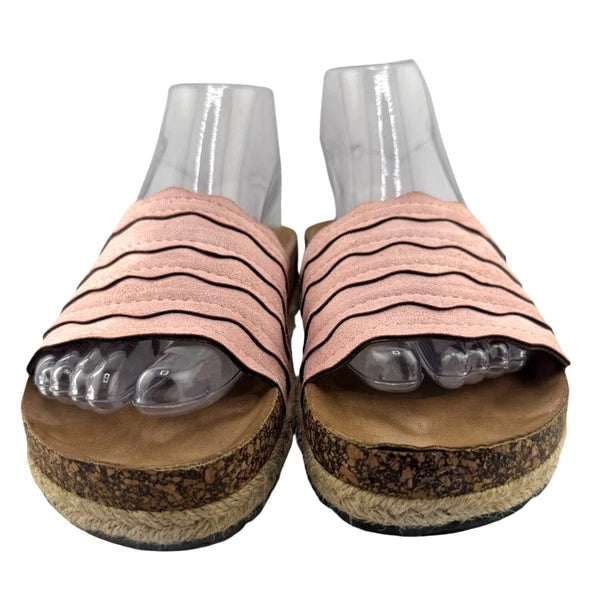 Clarkes Fiana Coast Espadrille Slide Sandals Blush Pink Womens Size 8 Chic Comfy