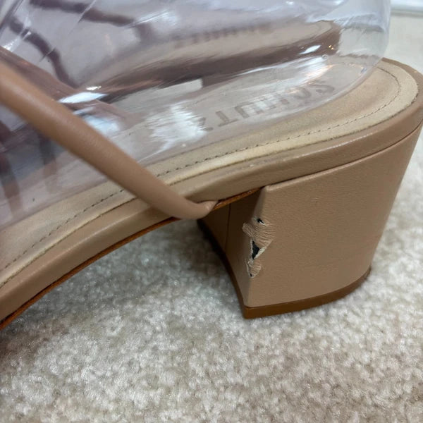 Schutz Princey Strappy Block Heel Slide Sandals Leather Size 9