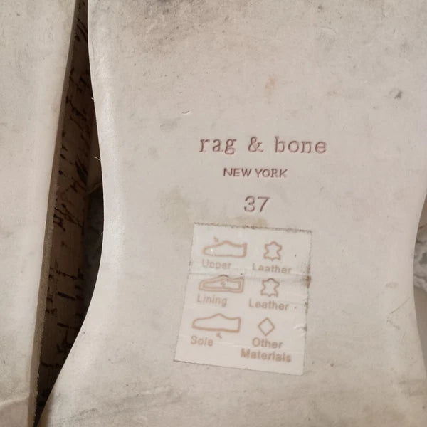 Rag & Bone Platform Sandals Ivory Leather Slide Slip On Flat Cork Mid 7 Women 37