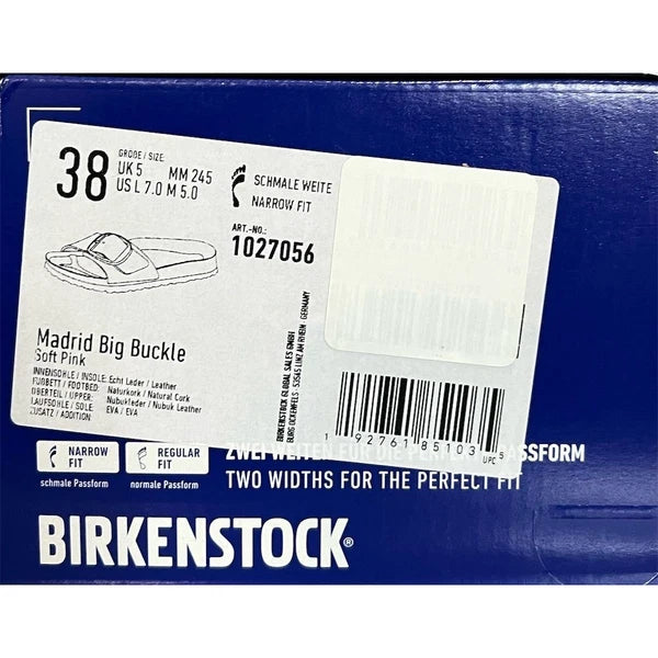 Birkenstock Madrid Big Buckle Women's Pink Leather Slide Sandals 7 Slip On