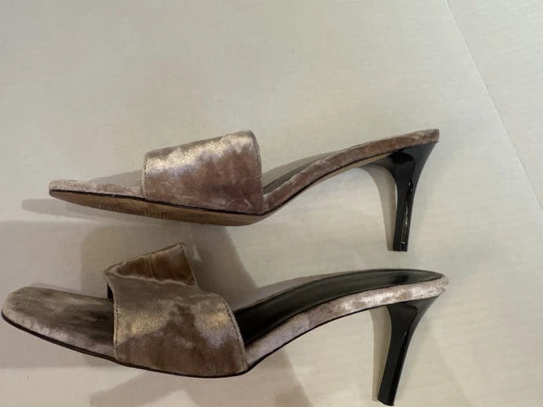 Ann Taylor Women’s Velvet Mule Sandals 3” Stilettos Bronze Size 9, Spring Sexy