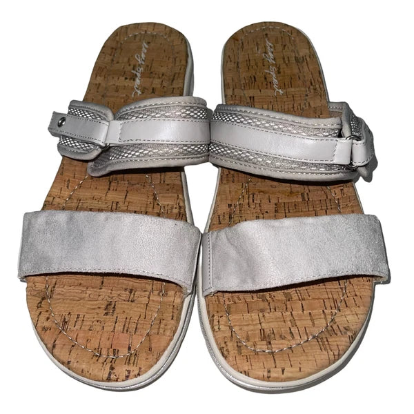 Easy Spirit Sandals Blue or  Silver Slides Cork Adjustable Lightweight Nautical