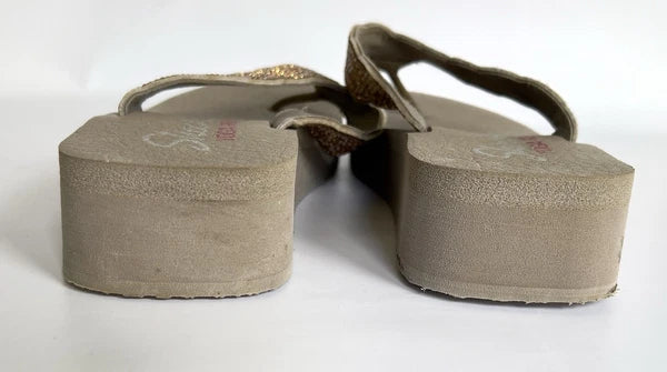 Skechers Women's Taupe Cali Vinyasa Foam Yoga Thongs Sandals Shoes Sz: 9.5