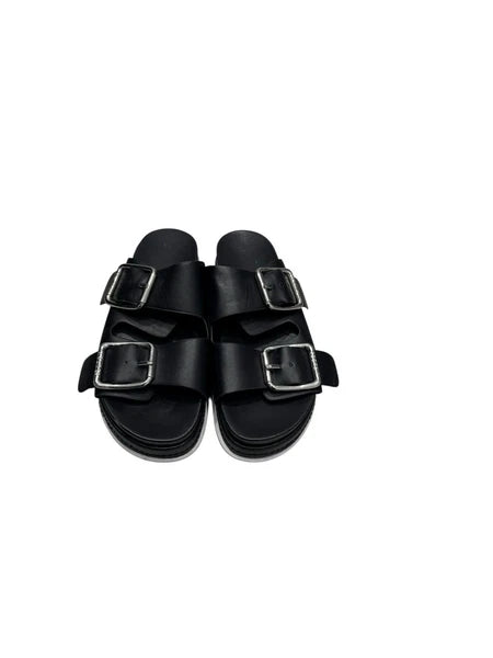 J Slides NYC Black Platform Double Strap Slide Sandals Womens Size 6M
