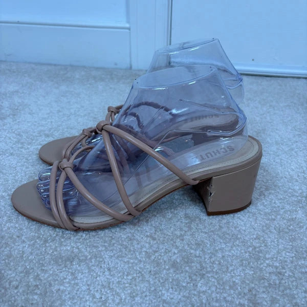 Schutz Princey Strappy Block Heel Slide Sandals Leather Size 9