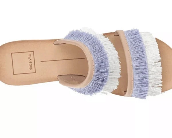 Dolce Vita Slides Fringe Haya Purple White Sz 6.5 Pristine