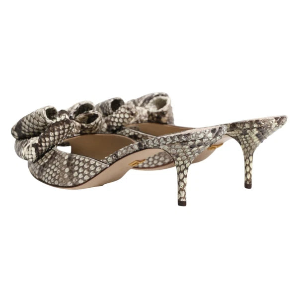 DOLCE & GABBANA Shoes Multicolor Keira Bow Leather Peep Toe Mules EU39 / US8.5