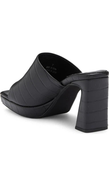 Jeffrey Campbell Women’s Sz 7 Black Leather Caviar Platform Slide  Ret $139.95