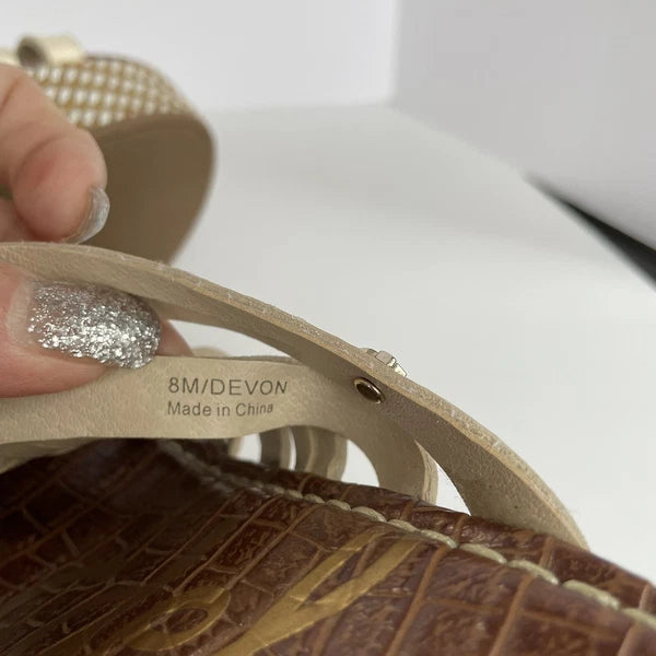 Sam Edelman DEVON Wedge Sandal Size 8M Modern Ivory Strappy Platform Slide Shoes