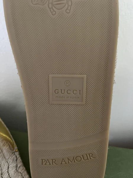 NIB GUCCI Interlocking GG Cut Out Espadrille Sandals 725830 Sz 39.5G US 9.5 $660