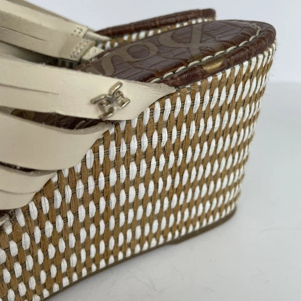 Sam Edelman DEVON Wedge Sandal Size 8M Modern Ivory Strappy Platform Slide Shoes