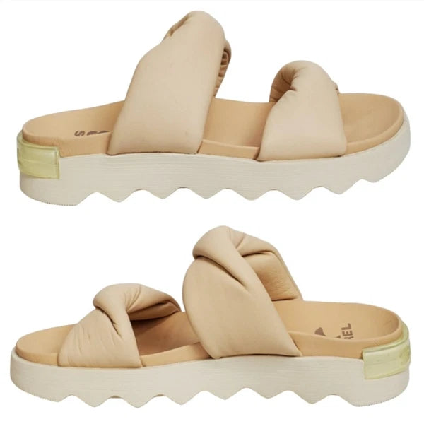 Sorel viibe puff twist platform sandals blush leather slip on double strap comfy