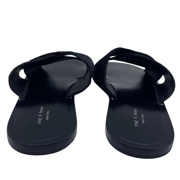 Rag & Bone Womens Shoes Keaton Slide Sandals Sz 6 Black Leather Flat Designer