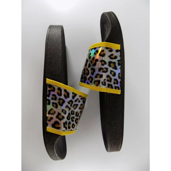 Wide Fit Sandals Flat Slide Size 5 Womens Animal Print Low Shoes Beach Holiday