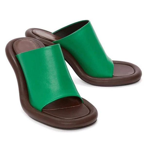 Summer Women's High Spool Heel Mules Dress Slides Slippers Party Sandals Fashion