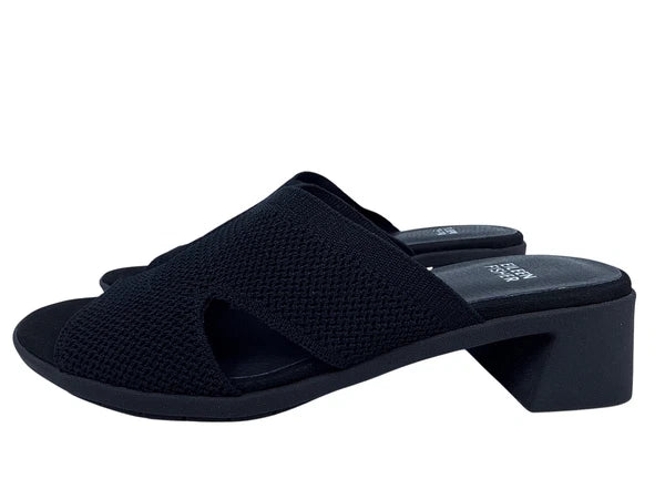 Eileen Fisher Womens Naja Stretch Knit Block Heel Slide Sandals 8.5 M Black