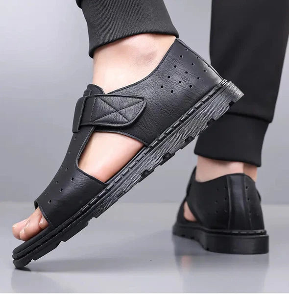 Roman Style British Open Toe Men's Sandals Fashion Hollow Out Flats Shoes Summer