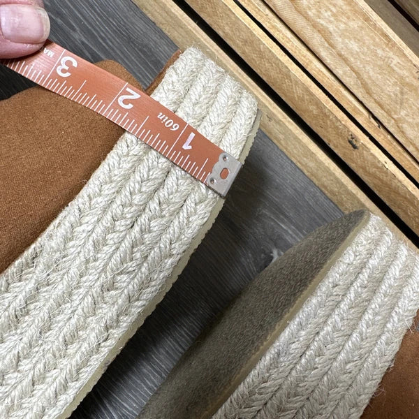 Lulu’s Rust Faux Suede Espadrille Platform Wedge Slides Sandals 10 PreOwned