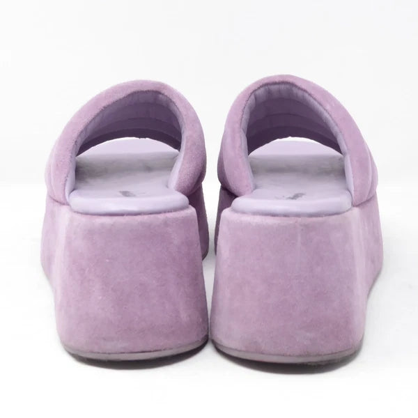 Free People Women Almost Paradise Platform Sandals Purple Suede Slides Sz 36 / 6