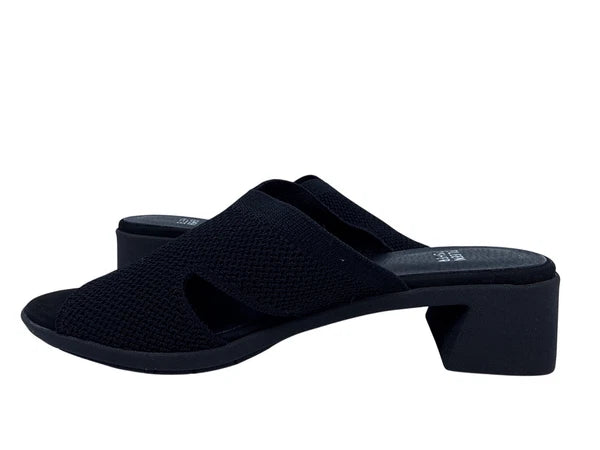 Eileen Fisher Womens Naja Stretch Knit Block Heel Slide Sandals 8.5 M Black