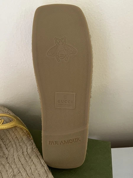 NIB GUCCI Interlocking GG Cut Out Espadrille Sandals 725830 Sz 39.5G US 9.5 $660