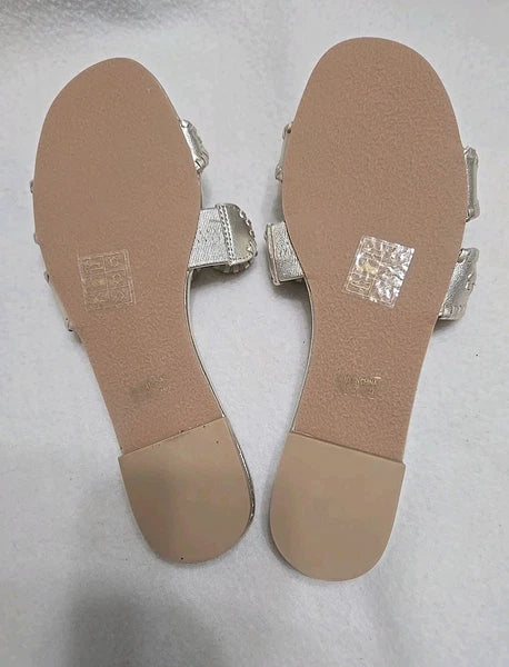 Jack Rogers Leather Slide Sandals Shoes Pale Gold  Women's Size 7M