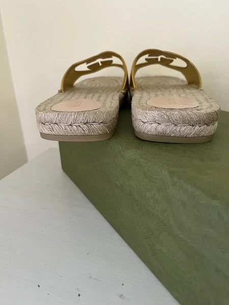 NIB GUCCI Interlocking GG Cut Out Espadrille Sandals 725830 Sz 39.5G US 9.5 $660