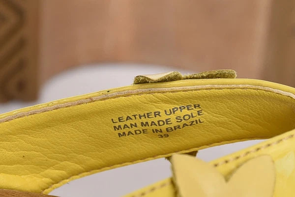 Hanna Andersson Womens Sz 39 Leather Yellow Flower Attache Wooden Heel Sandals